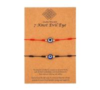 Cubahop 2 PZ Nero I LOVE YOU Lucky Bracelets Bead 7 Nodo Evil' Eye Wax Line Bracciale intrecciato PINK PROMISE Accessori per le mani per le donne e le ragazze (BB)