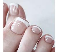 Cubahop 24 pz Francese Quadrato Fake ToeNails Nude False Toe Cuore Amore Glossy Toe Nail Tips per le donne e le ragazze (N1)