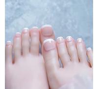 Cubahop 24 pz Francese Quadrato Fake ToeNails Nude False Toe Cuore Amore Glossy Toe Nail Tips per le donne e le ragazze (N2)