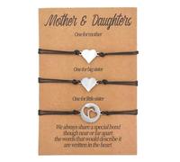 Cubahop 3 PZ Nero Madre Figlia Sorella Braccialetti Set LOVE Wax Line MIGLIORI BITCHES Braccialetto Tessuto Handmade Accessori per Donne e Ragazze (A)