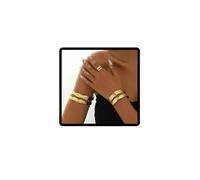 Cubahop 3PCS Doppio strato Braccio Cuff Bracelet Set Oro Superiore Braccio Anello Braccialetto Braccialetto Aperto Anello per le Donne