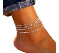 Cubahop 4PZ Boho Beach Cavigliere Argento Bead Cavigliera Braccialetti Estate Piedi Accessori Gioielli per le Donne e Ragazze