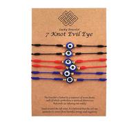 Cubahop 6PCS Semplice Black Evil's Eye Lucky Braccialetti Linea di Cera Tessuto Braccialetto Migliore Amico Hand Accessori per Donne e Ragazze (Colorato)