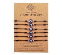 Cubahop 6PCS Semplice Black Evil's Eye Lucky Braccialetti Linea di Cera Tessuto Braccialetto Migliore Amico Hand Accessori per Donne e Ragazze (Nero)