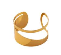 Cubahop Bracciale rigido vintage in metallo dorato con viso largo, impilabile, geometrico, scavato, gioielli da donna