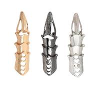 Cubahop Gothic 3 pz Knuckle Ring Punk Armor Articulated Joint Open Ring Claw Finger Rings Flessibile per le donne e gli uomini