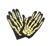 Cubahop Halloween Skeleton Gloves Skull Full-fingered Gloves Short Ghost Gloves Costume Cosplay per le donne (Giallo, One size)