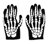 Cubahop Halloween Skeleton Gloves Skull Full-fingered Gloves Short Ghost Gloves Costume Cosplay per le donne (Nero, One size)
