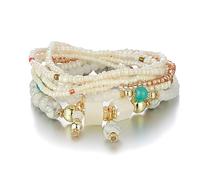 Cubahop Multilayer Turchese Bead Stackable Colorato Braccialetto Fantasia Braccialetti Handmade Elastic Hand Accessori per le Donne e Ragazze (Bianco)