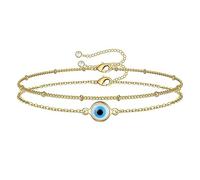 Cubahop Paper Clip Evil Eye Bracelet Fashion Doppio Strato Amicizia Braccialetti Braccialetti per le donne e le ragazze (Oro-A)