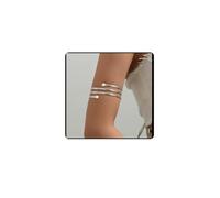 Cubahop Upper Arm Cuff Hollow Multi-layer Crossing Arm Braccialetto Regolabile Apertura Braccio Fascia Minimalista Stile Bracciali Catena Del Corpo per le Donne (Argento)