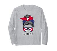 Cuban Cubana Girl Cuban Heritage Cuba Flag Maglia a Manica