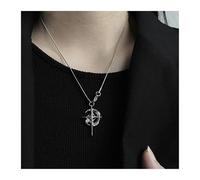 Cuban Figaro chain Star and Moon pendant punk black zircon chain necklace men's jewelry gift(02)