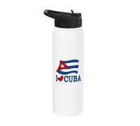 Cuban Flag Cuba Design Miami Spanish Cuban Stainless Steel Insulated Water Bottle