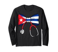 Cuban Nurse Pride Cuba Flag RN Heartbeat Hero Maglia a Manica