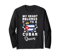Cuban Queen Cuban Wife Girlfriend Cuba Flag Maglia a Manica