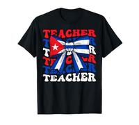 Cuban Teacher Pride Havana Roots Cuba Flag Maglietta