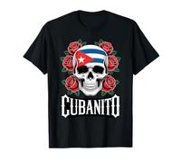 Cubanito Teschio con Bandiera E Rose Maglietta