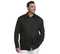 Cubavera Camicia Guayabera da Uomo in 100% Lino a Quattro Tasche a Maniche Lunghe con Bottoni (Taglia S/5x Big & Tall), Nero Corvino, XL
