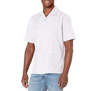 Cubavera Guayabera - Camicia da Uomo Ricamata, a Maniche Corte, con Bottoni, vestibilità Comoda (Taglia S - 5X Big & Tall), Bianco Puro., M