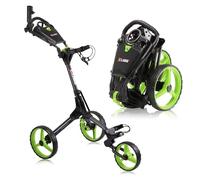 CUBE Carrello 3 Wheel Push Pull Golf Cart - Two Step Open/Close - Pieghevole Leggero Carrello da Golf più Piccoli al Mondo - Scegli Il Colore, Charcoal/Lime