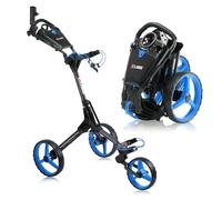 Cube Carrello da Golf a 3 Ruote Push-Pull - Due gradini di Apertura/Chiusura - Il più Piccolo Carrello da Golf Pieghevole Leggero al Mondo - Scegli Il Colore (Antracite/Blu)