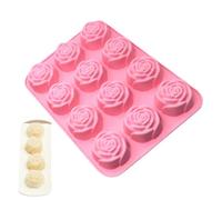 Cube Ice Mold - 12 cavity Easy Release DIY Maker,Silicone rosa Flower Trays