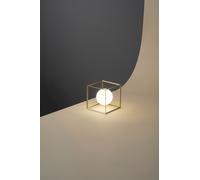 CUBE Lampada da tavolo in metallo verniciato oro diffusore sferico attacco G9