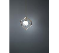 CUBE Sospensione 1 luce in metallo verniciato oro diffusore sferico attacco G9, 15x15cm