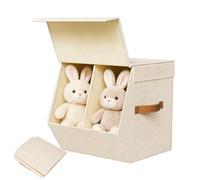 Cube Storage Organizer Bins - Foldable Stackable Box, Storage Cube Bins with Handles and Lid | for Home, Bedroom, Office | Organize Clothes, Toys, Shoes, Books, Scarves, Coats