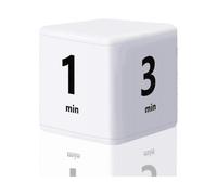 Cube Timer,Time Management Cube,Gravity Sensor Flip Timer 1-3-5-10 Minutes for Study,Kitchen Cooking,Workout,Yoga (White)