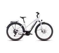 Cube touring hybrid one 500 trapezio bicicletta ibrida elettrica shimano cues 9s 500 wh 700 mm cotone bianco grigio 2025