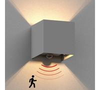 ledscom.de Lampada da parete CUBEL per esterni, IP65, up/downlight, rilevatore di movimento, grigio opaco, quadrato, 1x G9 max. 10W