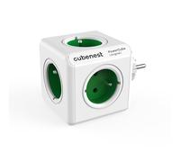 CubeNest Ciabatta Originale PowerCube, cubo con Presa a 5 Vie dal Design Compatto, Design a Punto Rosso, Blocco Bambini, ABS Robusto, Versatile per Ufficio e casa, 16 A/250 V, Verde