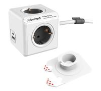 Cubenest Power Cube Extended - Ciabatta USB PD 20 W con connettori USB-A e USB-C | Cavo da 1,5 m, Schuko tipo F | Multipresa con funzione di ricarica rapida per DE/at/NL/SWE/FI/ESP/PT/HR/SI/HU