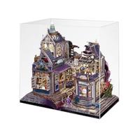 Cubertime Kit fai da te modello castello magico in legno, casa puzzle 3D, kit creativo fatto a mano con scene di strada fiabe con luci (300+pz/copertura antipolvere inclusa)