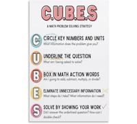 CUBES Math Poster Word Problem Solving Strategy Guide | Clear large print format readable from across the classroom(Unframed,12x18inch(30x45cm))