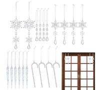 Cubetti acrilici di Natale | 20 Pezzi Di Pendenti Cadenti Trasparenti Decorativi a Di Neve Festivo | Ciondoli Ghiaccio per Albero Di Natale | per Capodanno Matrimonio Compleanno Finestra