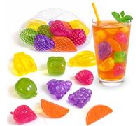Cubetti di Ghiaccio 10pz Riutilizzabili Per Rinfrescare Bevande o Cibo - Trasparenti o Colorati - Per Bevande, Feste, Portamerenda, Gita, Mare,Piscina (FRUTTA COLORATA)