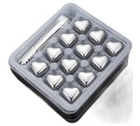 Cubetti di ghiaccio a forma di cuore in acciaio inossidabile per bevande per raffreddamento rapido, riutilizzabili, pietre refrigeranti per whisky, finitura a specchio, argento, 6 pezzi, nessuna