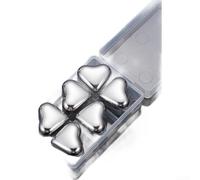 Cubetti di ghiaccio a forma di cuore in acciaio inossidabile per bevande, per raffreddare rapidamente, riutilizzabili, pietre refrigeranti per whisky, finitura a specchio, argento, 6 pezzi, nessuna
