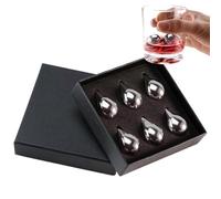Cubetti Di Ghiaccio In Acciaio | 6 Pezzi Forma A Goccia D'Acqua Ricongelabile,Pietre Refrigeranti Per Bevande Whisky - Per Bibite Cocktail Regalo Padre Casa Nuova Bar