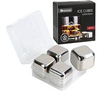 Cubetti di ghiaccio in acciaio inox - Set 4 pezzi in scatola con clip Ø2,7 cm