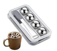 Cubetti Di Ghiaccio In Metallo | 4 Pezzi Riutilizzabili Ricongelabili Rotondi A Forma Di Pallone Da Calcio In Metallo - Pietre Refrigeranti Acciaio Drink Whiskey | Per Feste Casa Festa Del Papà Soda V