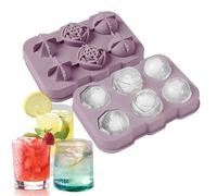 Cubetti di ghiaccio in silicone, palla di ghiaccio in silicone in rosa | palla di ghiaccio a cubetti con 6 fori, facile da risolvere con il congelatore co