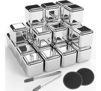 Cubetti di Ghiaccio Riutilizzabili - Cubetti Ghiaccio Acciaio Inox Riutilizzabile, Pietre per Whisky Ice Cubes, Regali Regalo per il Giorno Del Padre per Uomini Mariti (24 Pezzi )