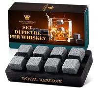 Cubetti di Ghiaccio Riutilizzabili - Set Regalo Uomo, Pietre per Whisky, di Granito Naturale in Vassoio di Legno Nero, Regali per Marito, Padre - Bevande Fredde Non Diluite da Royal Reserve