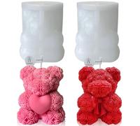 Cubetti Ghiaccio Silicone Stampo, 2pcs Muffa Del Silicone Dell'Orso Del Ghiaccio,Muffa Della Colata Di Forma Dell'Orso 3D,Decorazione Della Caramella Della Candela Profumata Del Dolce Di Diy