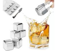 Cubetto di ghiaccio riutilizzabile in acciaio inox 304 con pinza e scatola di imballaggio, congelatore per vino, vodka, whisky, birra o succhi di bevande (colore B)