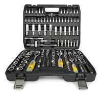 CUBEWAY Set di chiavi a bussola e cricchetto da 172 pezzi, kit professionale per meccanica, set completo di chiavi a bussola con attacco da 1/4", 3/8", 1/2", punte, custodia per riparazione auto e fai